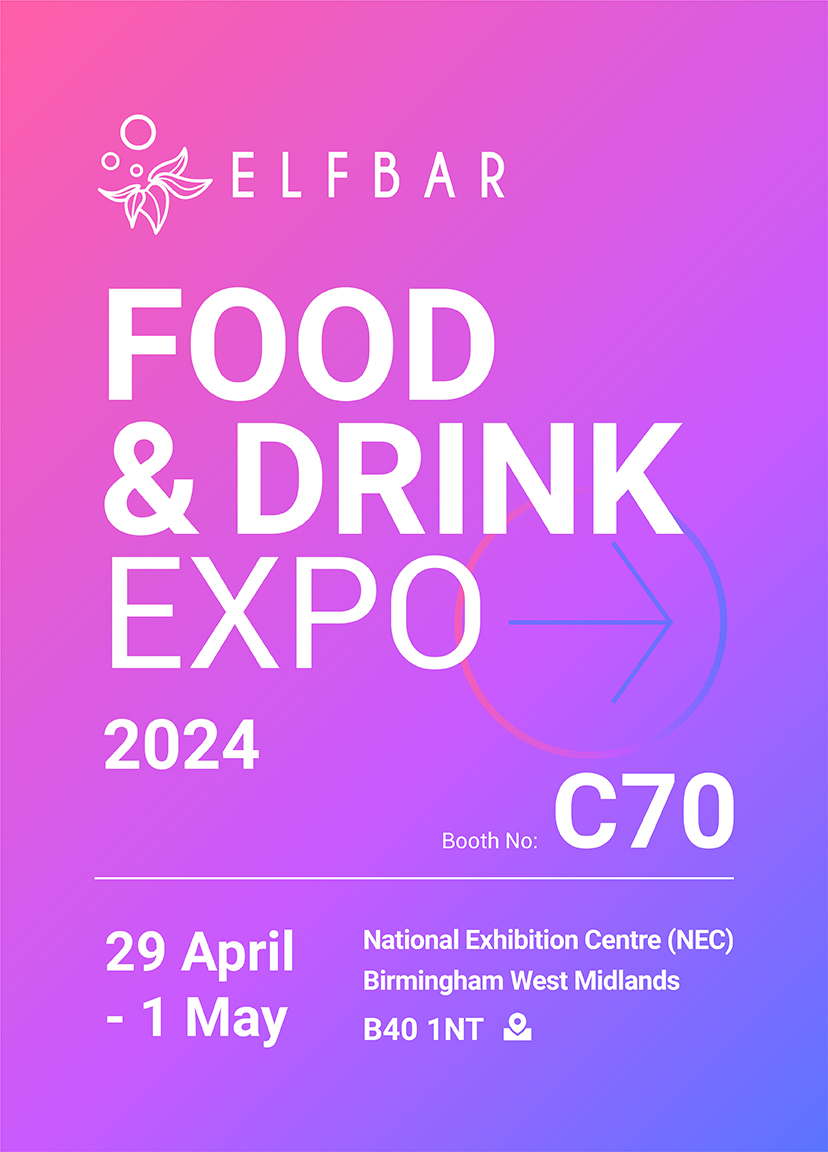 Visit ELFBAR on stand C70 at the Food & Drink Expo 2024